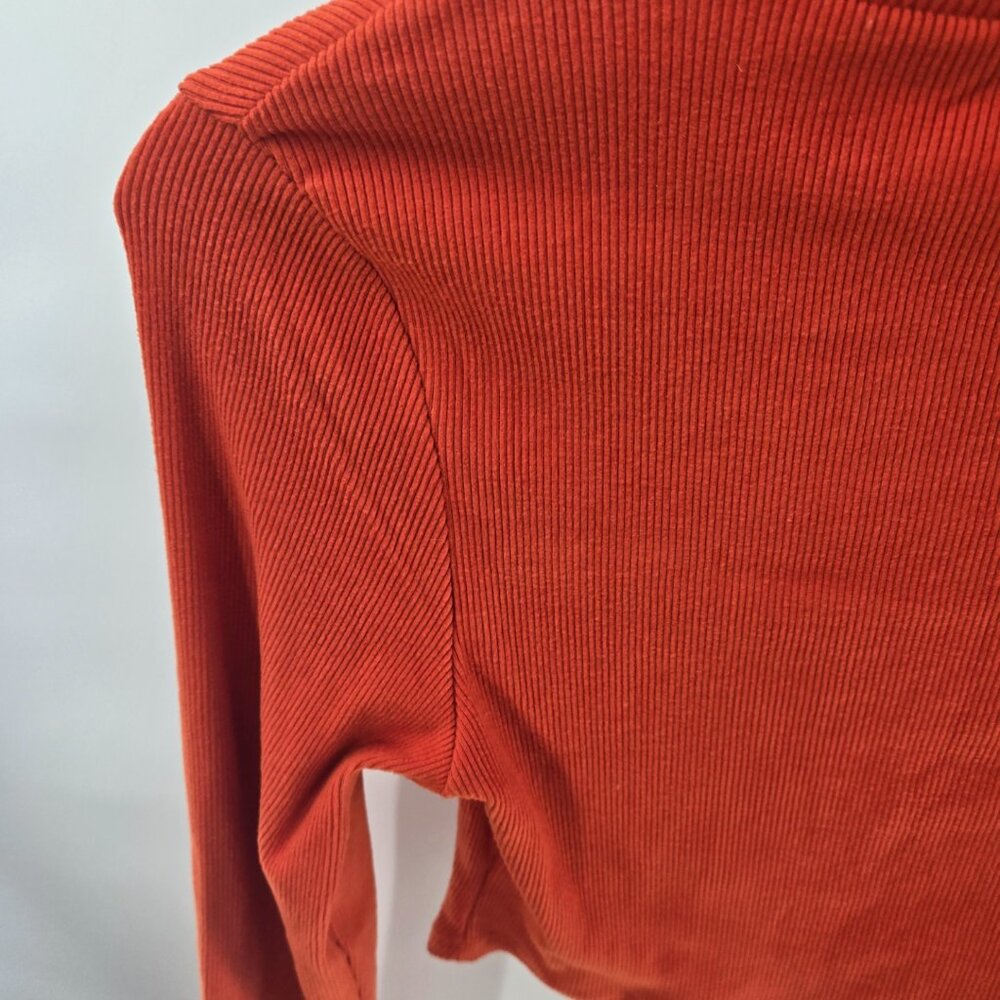 Lovepoem by Block Orange Sweater Cowl Neck Cutout Ribbed Medium - Picture 7 of 12